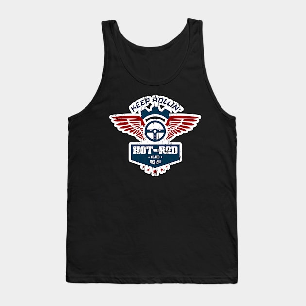 Hotrod Club badge with wings Tank Top by CC I Design